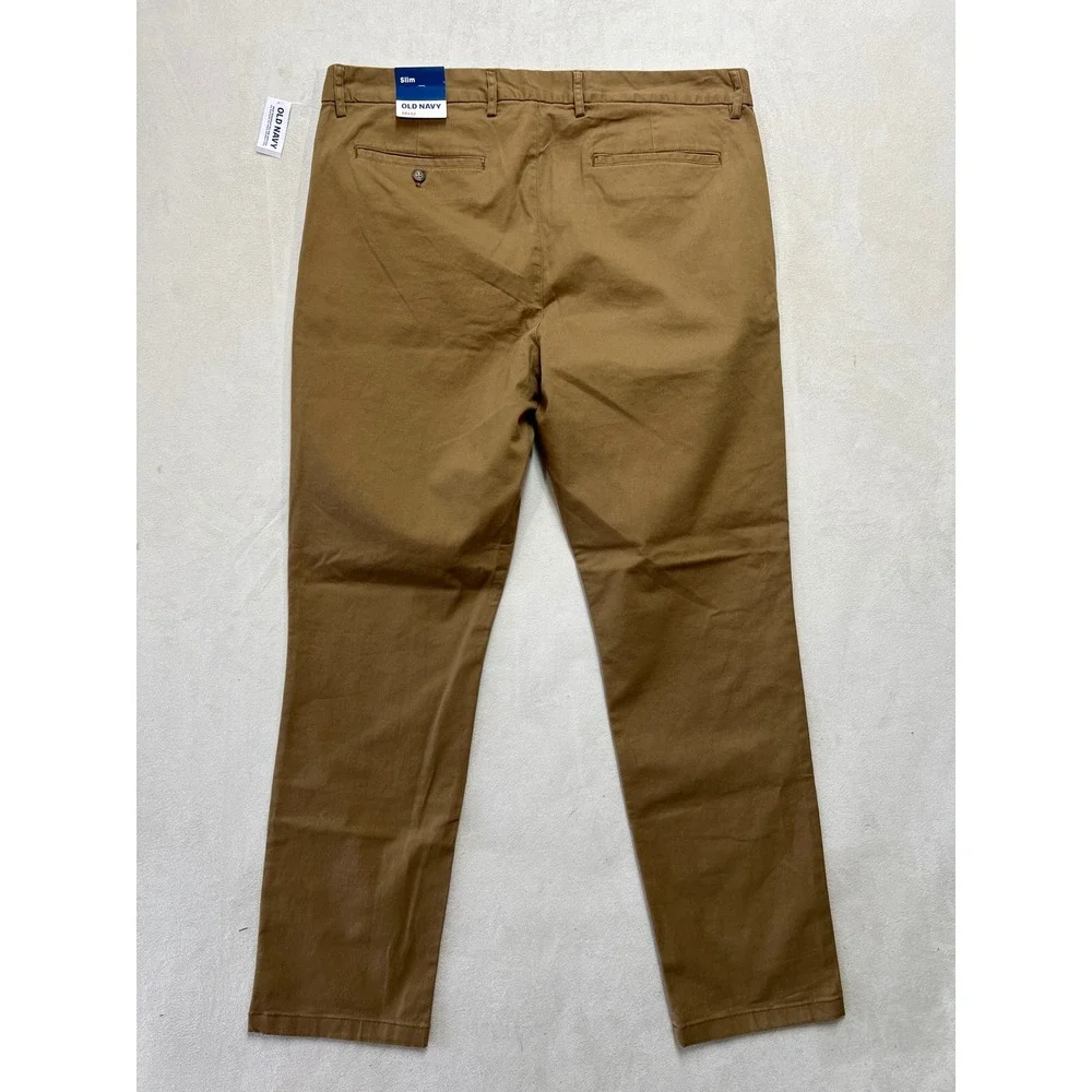 Old Navy Mens Built-In Flex Slim Chino Pants Khaki Brown 38x32 408047-03-1